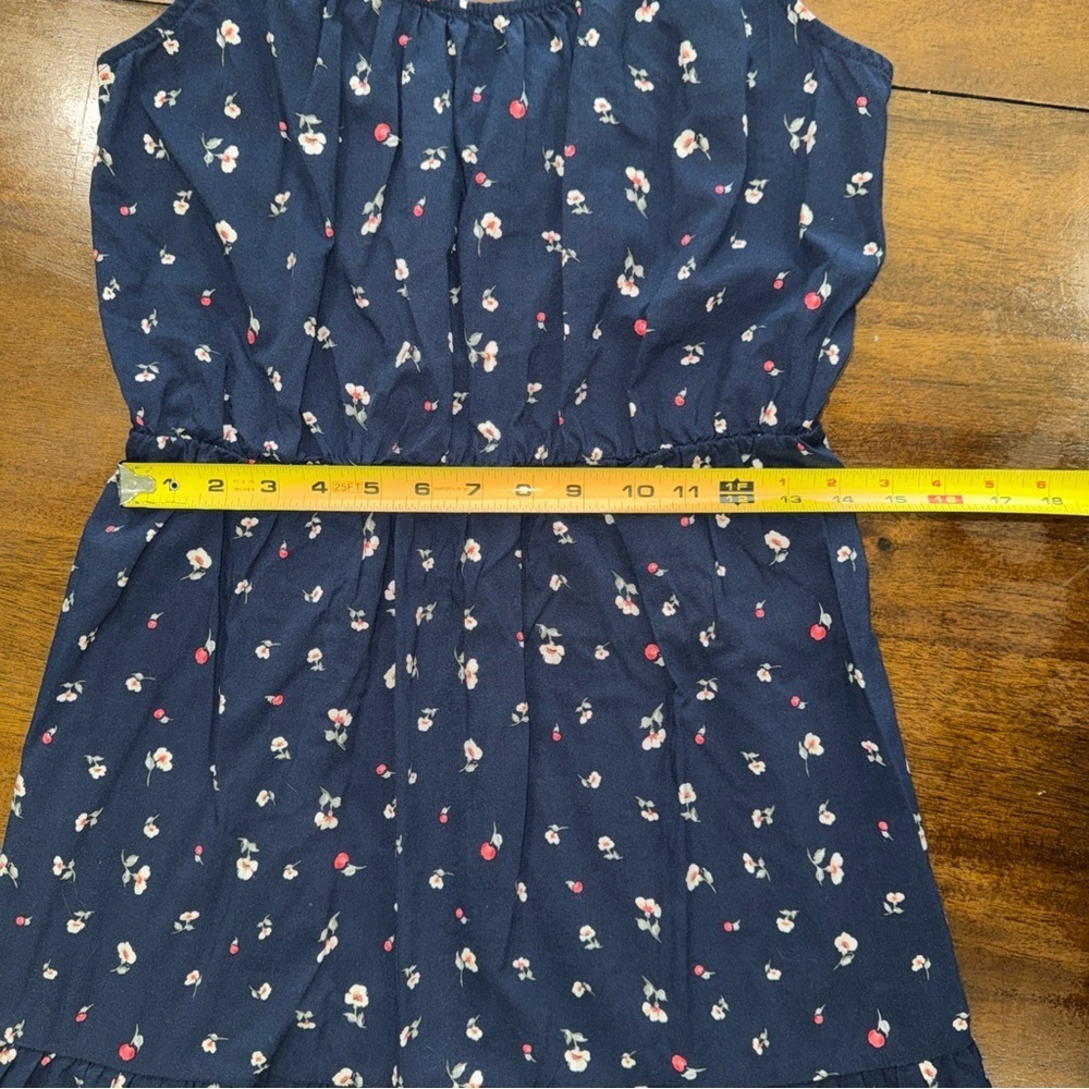 Banana Republic navy w/ flowers ruffle strap dress sleeveless tank small tall - Picture 9 of 10